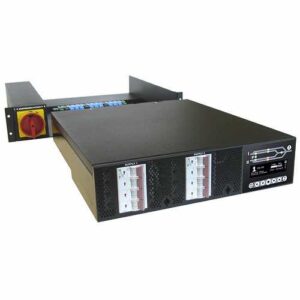 2U Rack Mounted Static Transfer Switch for single-phase and three-phase applications. Integrated maintenance bypass.Generator, solar panels and UPS input source.