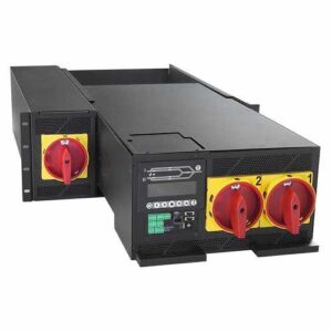 4U Rack Mounted Static Transfer Switch for single-phase and three-phase applications. Integrated maintenance bypass.Ideal for motors and transformers. SNMP and modbus