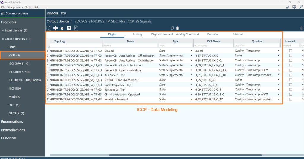 ICCP Data modelling on Axon Builder 3.